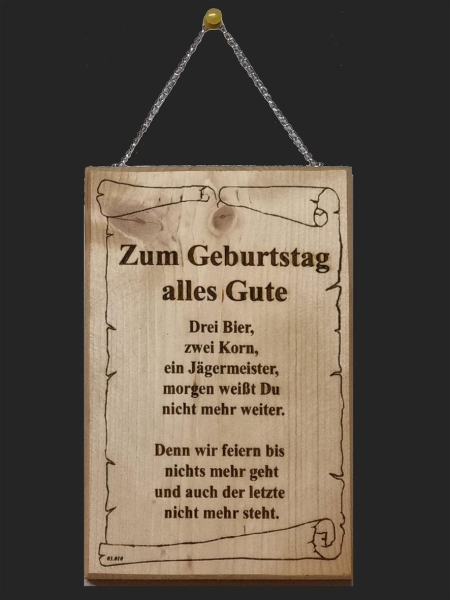 Bild und Spruch auf Holzplatte