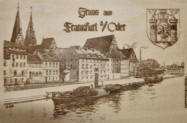 Postkarte aus Holz Frankfurt (Oder)